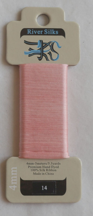 River Silks Ribbon 14 Color Gossamer Pink 4mm 